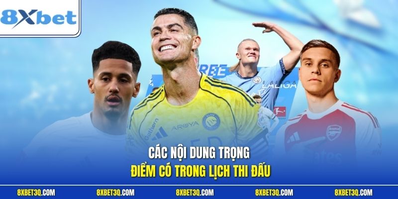 Các nội dung trọng điểm có trong lịch thi đấu